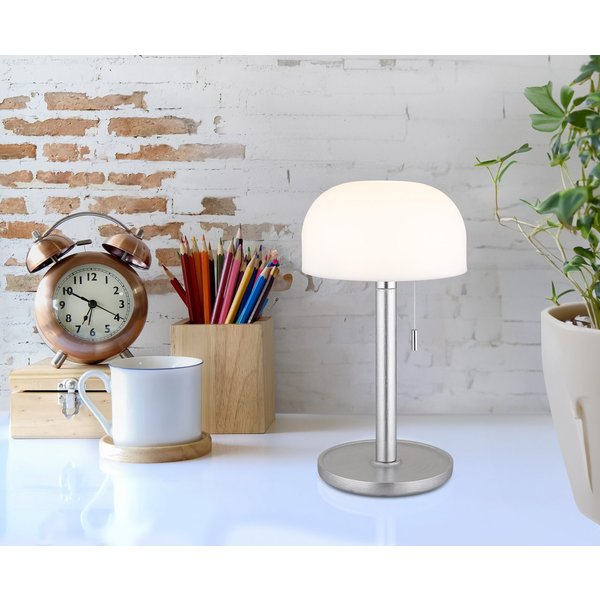 GLOBO LIGHTING LED Tischleuchte NORMAN, mehrere Helligkeitsstufen, LED fest integriert, warmweiß - kaltweiß, Akkutischleuchte auch für draußen, Zugschalter Kord