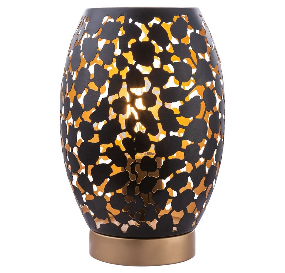GLOBO LIGHTING LED Tischleuchte, Leuchtmittel inklusive, Warmweiß, Nachttischleuchte Tischlampe LED Dekorstanzungen schwarz gold – Bild 2 von 5