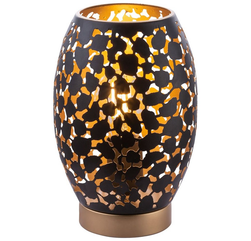 GLOBO LIGHTING LED Tischleuchte, Leuchtmittel inklusive, Warmweiß, Nachttischleuchte Tischlampe LED Dekorstanzungen schwarz gold – Bild 5 von 5