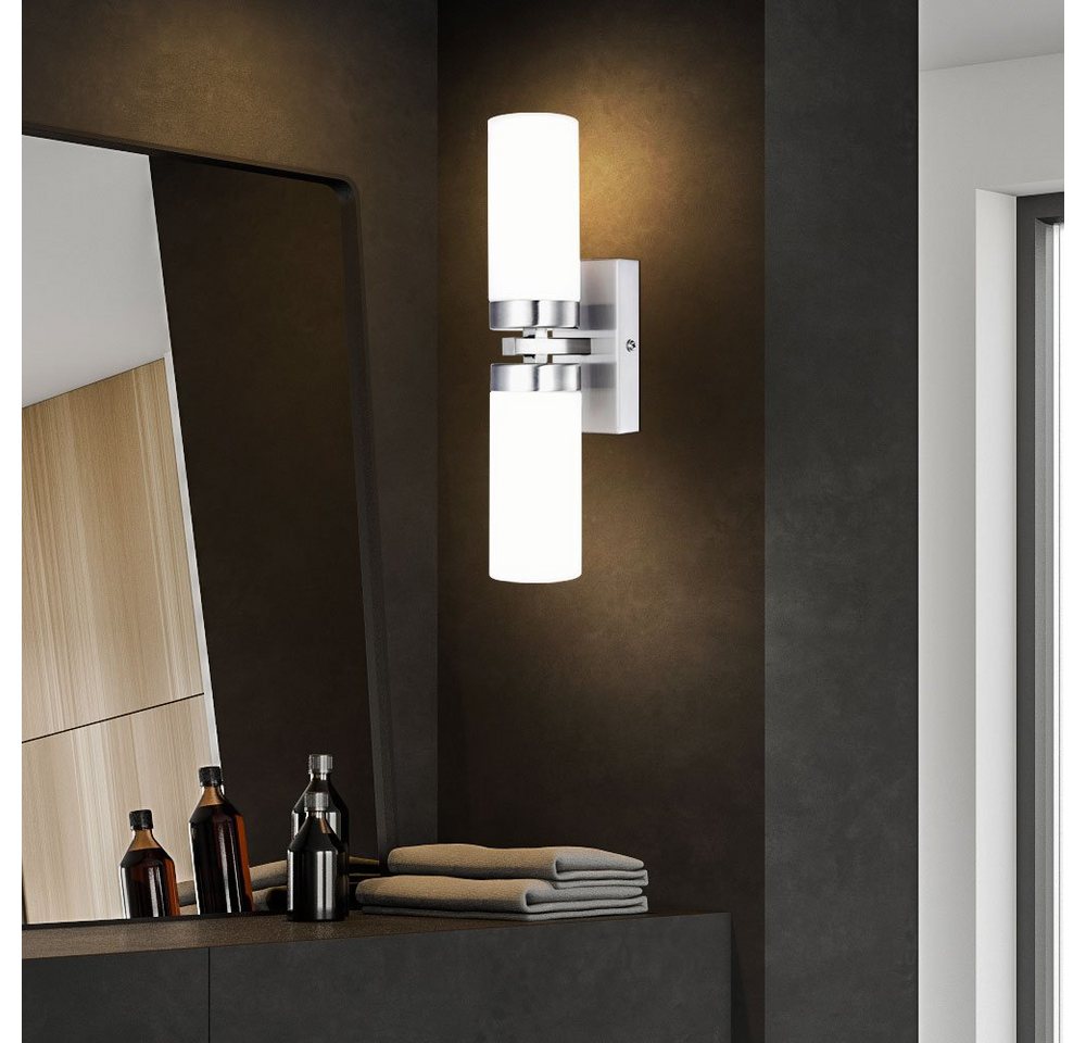 GLOBO LIGHTING LED Wandleuchte, Leuchtmittel inklusive, Warmweiß, Wand Leuchte Bade Zimmer Strahler Feucht Raum Glas Lampe UP DOWN im – Bild 2 von 5