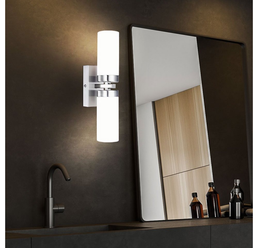 GLOBO LIGHTING LED Wandleuchte, Leuchtmittel inklusive, Warmweiß, Wand Leuchte Bade Zimmer Strahler Feucht Raum Glas Lampe UP DOWN im – Bild 3 von 5