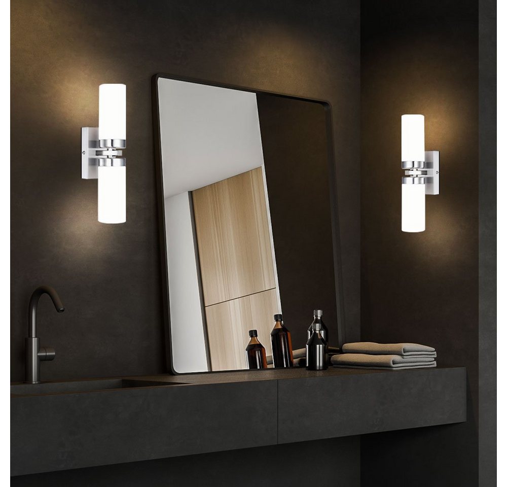 GLOBO LIGHTING LED Wandleuchte, Leuchtmittel inklusive, Warmweiß, Wand Leuchte Bade Zimmer Strahler Feucht Raum Glas Lampe UP DOWN im – Bild 4 von 5