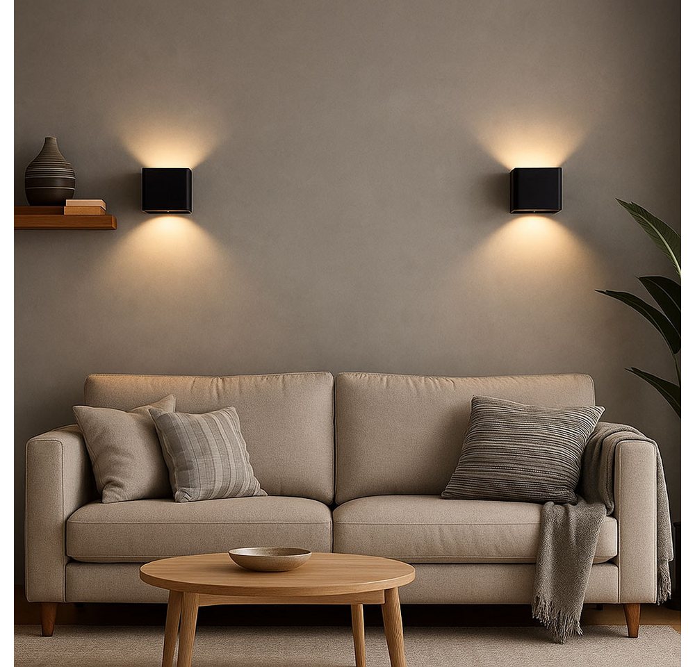GLOBO LIGHTING LED Wandleuchte, LED-Leuchtmittel fest verbaut, Warmweiß, Wandlampe Wandleuchte Bewegungsmelder Akku LED Flurlampe Up Down 2x – Bild 3 von 5