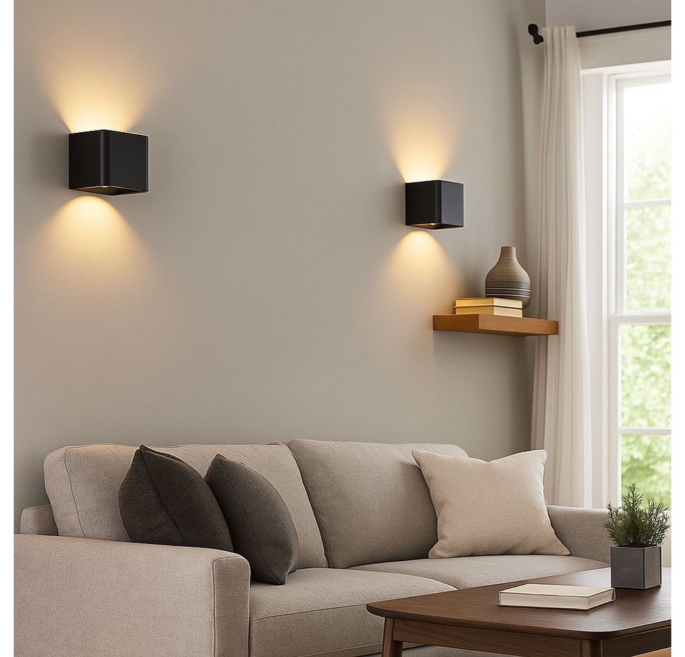 GLOBO LIGHTING LED Wandleuchte, LED-Leuchtmittel fest verbaut, Warmweiß, Wandlampe Wandleuchte Bewegungsmelder Akku LED Flurlampe Up Down 2x – Bild 4 von 5