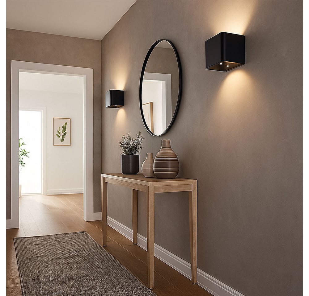 GLOBO LIGHTING LED Wandleuchte, LED-Leuchtmittel fest verbaut, Warmweiß, Wandlampe Wandleuchte Bewegungsmelder Akku LED Flurlampe Up Down 2x – Bild 5 von 5