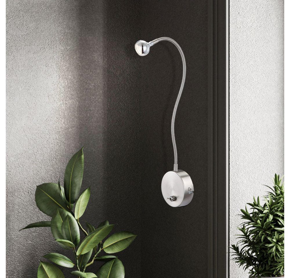 GLOBO LIGHTING LED Wandleuchte, LED-Leuchtmittel fest verbaut, Warmweiß, Hochwertige LED Wandleuchte nickel matt, satiniert chrom 3W Globo – Bild 4 von 5