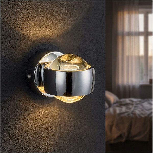 GLOBO LIGHTING LED Wandleuchte, LED-Leuchtmittel fest verbaut, Warmweiß, LED Wand Leuchte Schlafzimmer Glas UP & DOWN Dielen Strahler Chrom