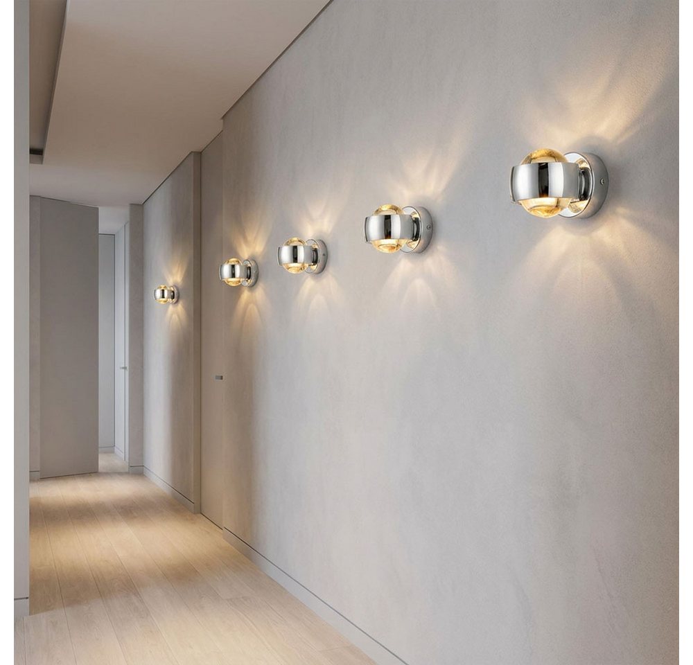 GLOBO LIGHTING LED Wandleuchte, LED-Leuchtmittel fest verbaut, Warmweiß, LED Wand Leuchte Schlafzimmer Glas UP & DOWN Dielen Strahler Chrom – Bild 3 von 5