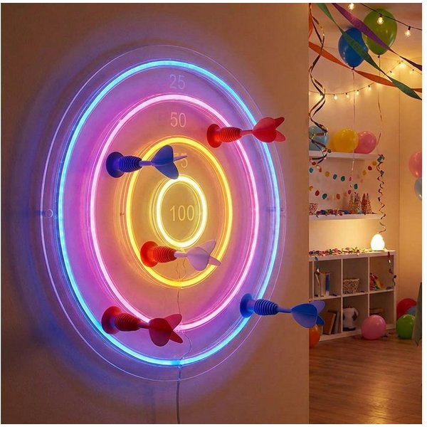 GLOBO LIGHTING LED Wandleuchte, LED-Leuchtmittel fest verbaut, Farbig, LED Wandleuchte transparent klar Dekorartikel Dartscheibe D 46 cm