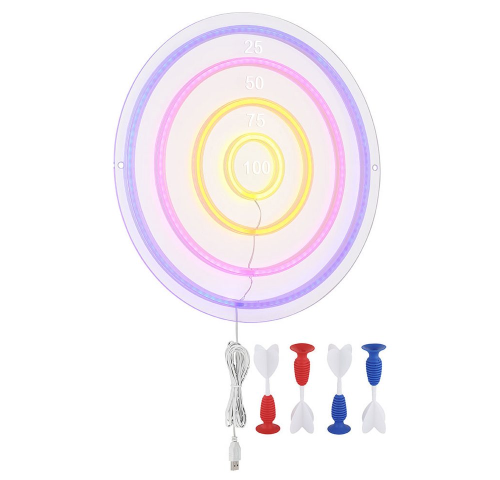 GLOBO LIGHTING LED Wandleuchte, LED-Leuchtmittel fest verbaut, Farbig, LED Wandleuchte transparent klar Dekorartikel Dartscheibe D 46 cm – Bild 2 von 5