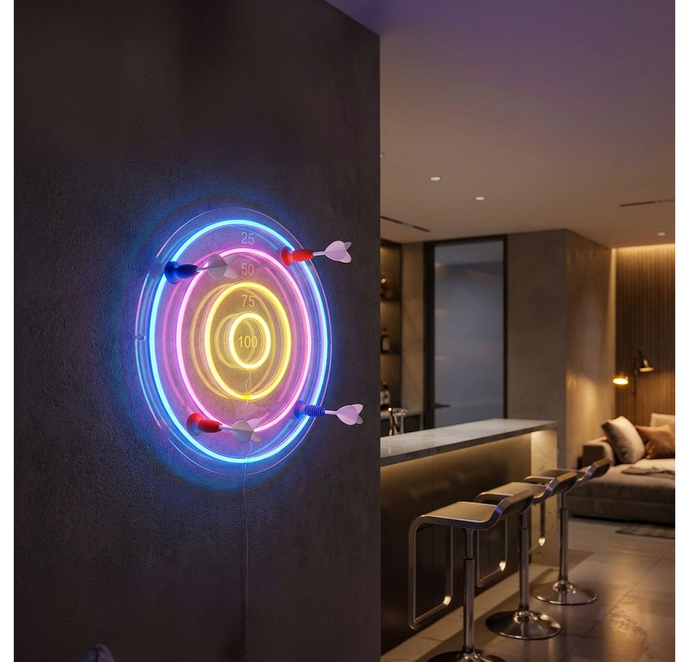 GLOBO LIGHTING LED Wandleuchte, LED-Leuchtmittel fest verbaut, Farbig, LED Wandleuchte transparent klar Dekorartikel Dartscheibe D 46 cm – Bild 4 von 5