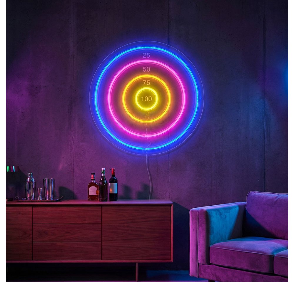 GLOBO LIGHTING LED Wandleuchte, LED-Leuchtmittel fest verbaut, Farbig, LED Wandleuchte transparent klar Dekorartikel Dartscheibe D 46 cm – Bild 5 von 5
