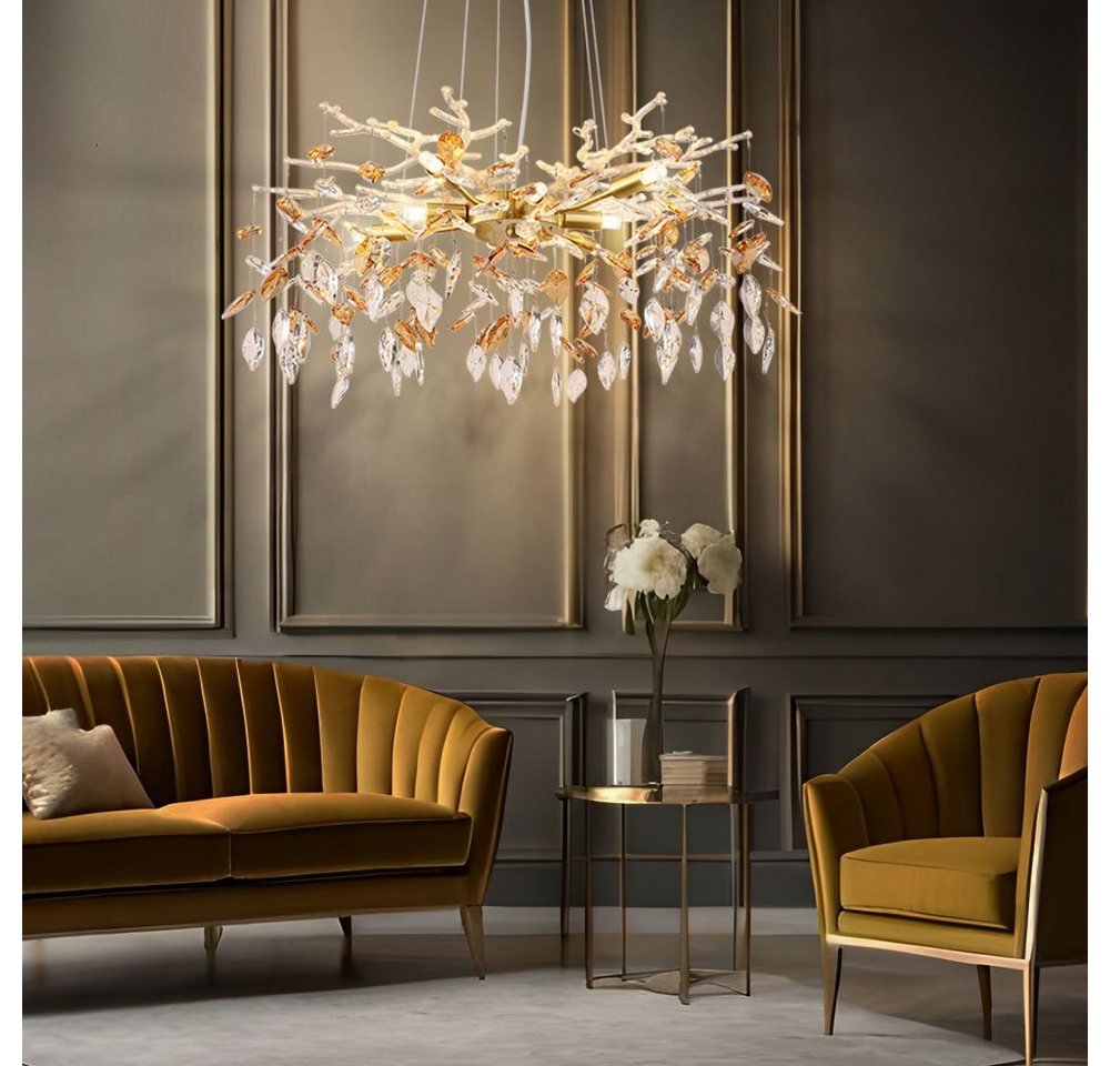 GLOBO LIGHTING Pendelleuchte, Leuchtmittel nicht inklusive, Kronleuchter Pendelleuchte Deckenlampe Esszimmerleuchte Gold – Bild 3 von 5