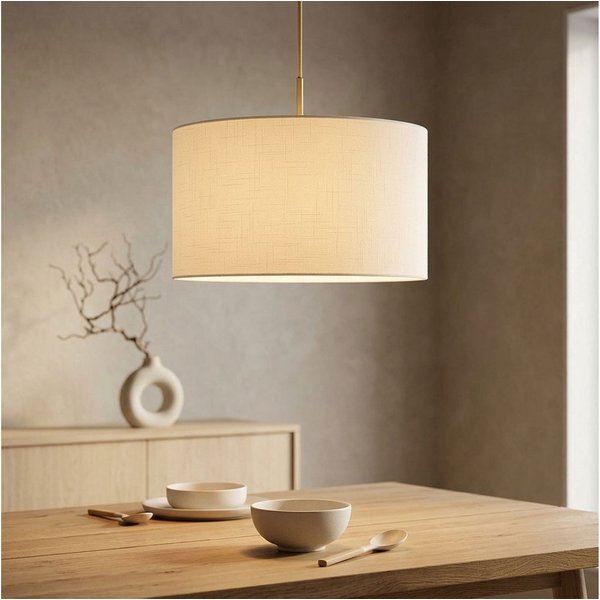GLOBO LIGHTING Pendelleuchte, Leuchtmittel nicht inklusive, Pendelleuchte Küchenleuchte Deckenleuchte Metall Leinen weiß D 40 cm