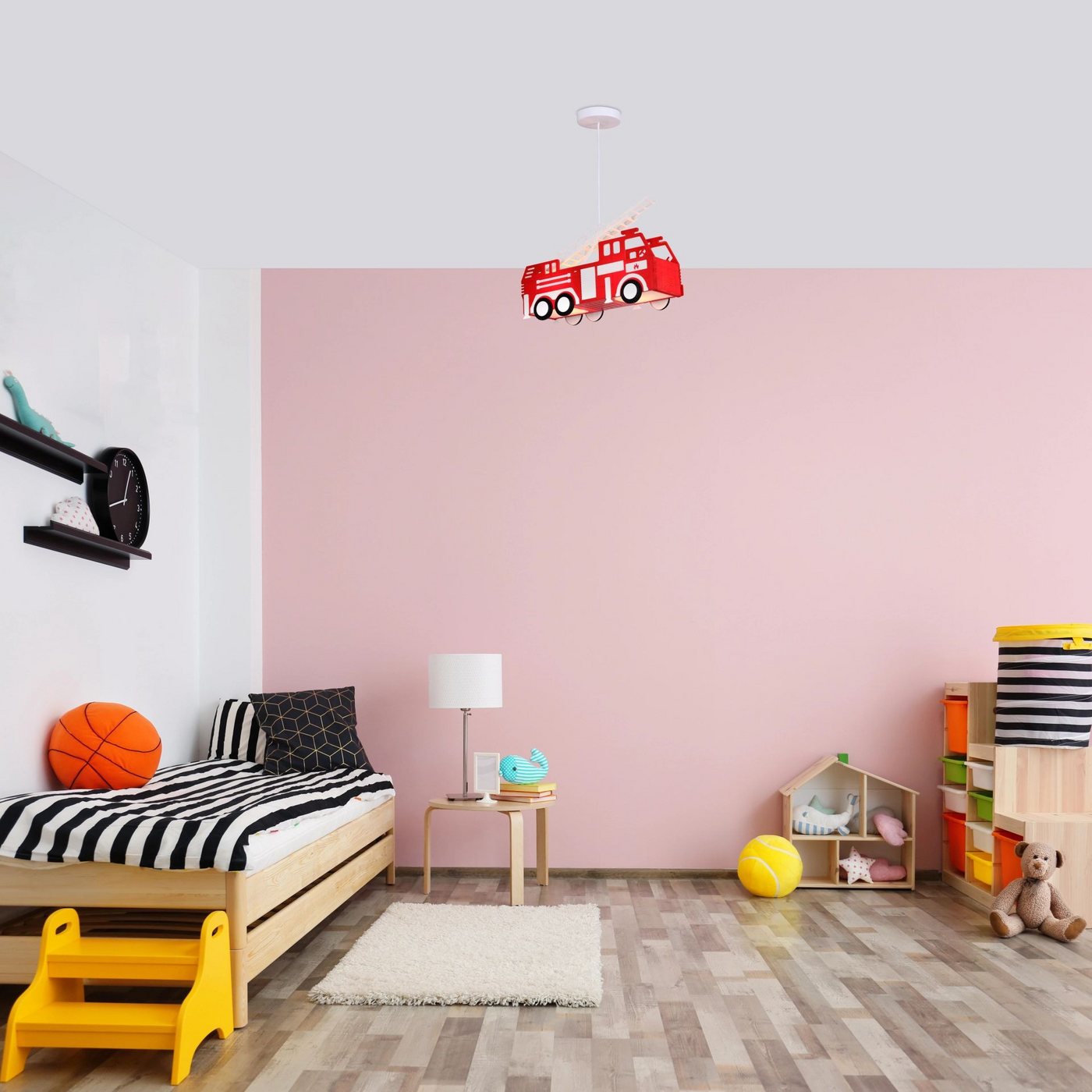 GLOBO LIGHTING Pendelleuchte KITA, ohne Leuchtmittel, Kinderlampe, Kinderleuchte, Kinderzimmer, Feuerwehr, Hängelampe – Bild 2 von 4