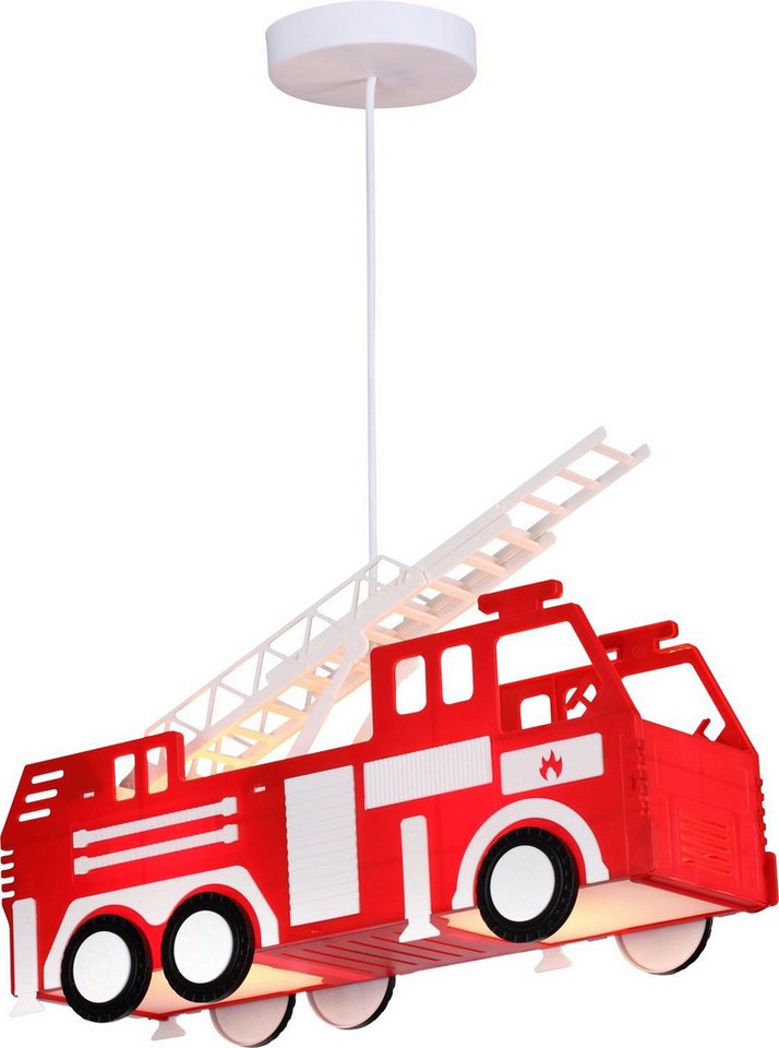 GLOBO LIGHTING Pendelleuchte KITA, ohne Leuchtmittel, Kinderlampe, Kinderleuchte, Kinderzimmer, Feuerwehr, Hängelampe – Bild 3 von 4