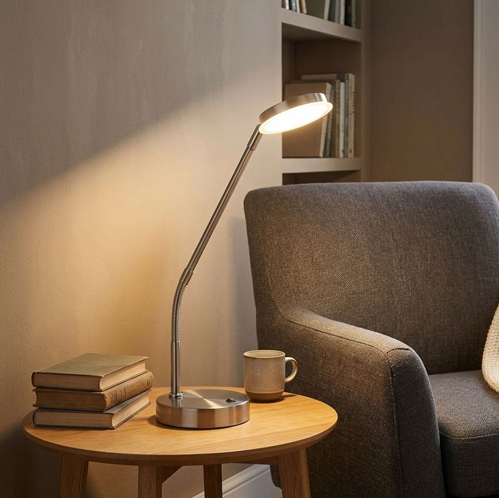 GLOBO LIGHTING Schreibtischlampe, LED-Leuchtmittel fest verbaut, Farbwechsel, Neutralweiß, Kaltweiß, Warmweiß, Tageslichtweiß, LED Tischleuchte Tischlampe Lesel – Bild 3 von 5