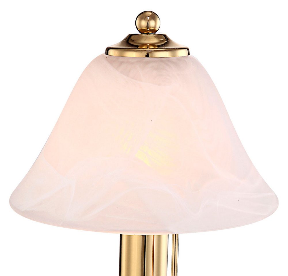 GLOBO LIGHTING Schreibtischlampe, Leuchtmittel nicht inklusive, Messing Tisch Leuchte Wohn Schlaf Zimmer Touch Schalter Glas Nacht – Bild 2 von 3