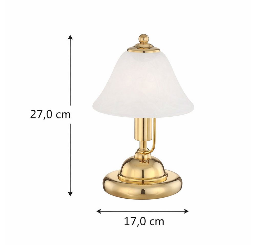 GLOBO LIGHTING Schreibtischlampe, Leuchtmittel nicht inklusive, Messing Tisch Leuchte Wohn Schlaf Zimmer Touch Schalter Glas Nacht – Bild 3 von 3