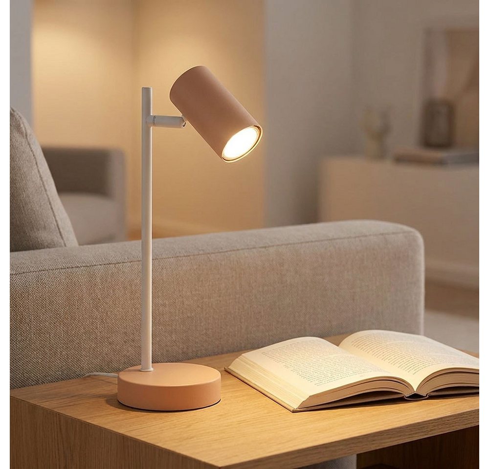 GLOBO LIGHTING Schreibtischlampe, Leuchtmittel nicht inklusive, Tischleuchte Metall Tischlampe Beige Spot beweglich mit Schalter – Bild 4 von 5