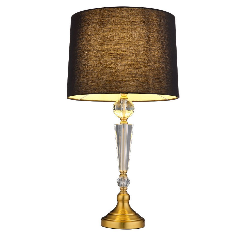 GLOBO LIGHTING Schreibtischlampe, Leuchtmittel inklusive, Warmweiß, Tischleuchte Leselampe Nachttischlampe Textil schwarz Kristalle – Bild 2 von 5