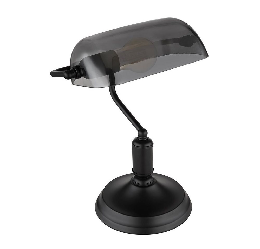 GLOBO LIGHTING Schreibtischlampe, Leuchtmittel nicht inklusive, Bankerlampe Tischleuchte Büroleuchte Schreibtischlampe Glas Rauch – Bild 5 von 5