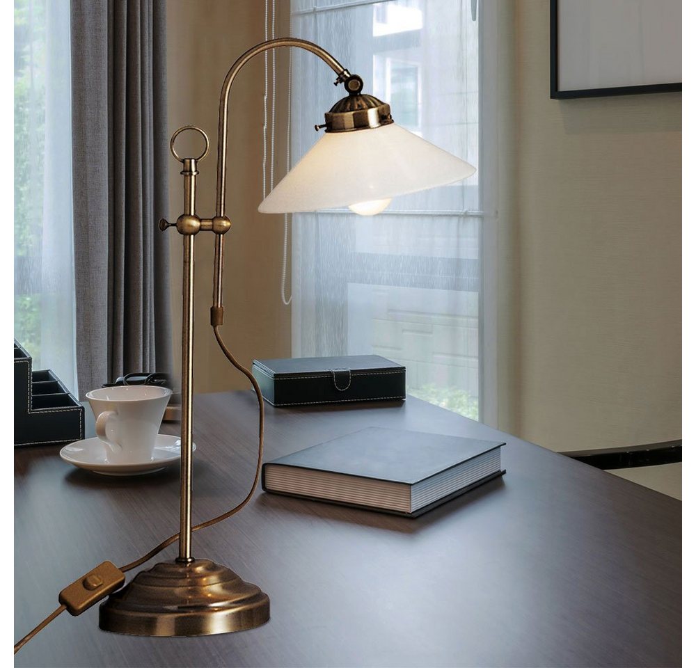 GLOBO LIGHTING Schreibtischlampe, Leuchtmittel nicht inklusive, Nachttischleuchte Antik Glas Retro Leselampe Tischleuchte – Bild 3 von 5