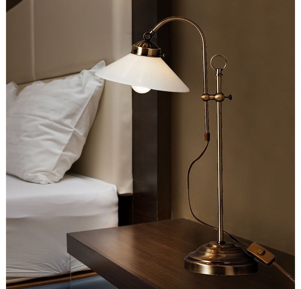 GLOBO LIGHTING Schreibtischlampe, Leuchtmittel nicht inklusive, Nachttischleuchte Antik Glas Retro Leselampe Tischleuchte – Bild 4 von 5