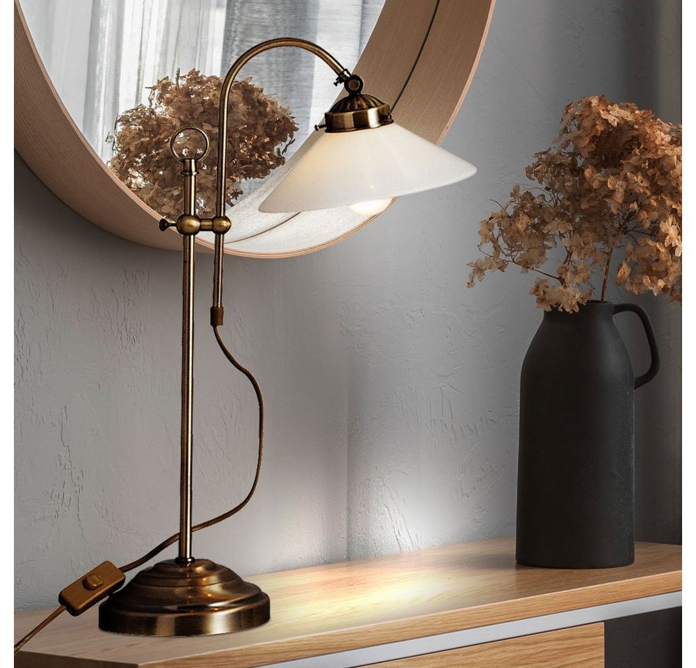 GLOBO LIGHTING Schreibtischlampe, Leuchtmittel nicht inklusive, Nachttischleuchte Antik Glas Retro Leselampe Tischleuchte – Bild 5 von 5