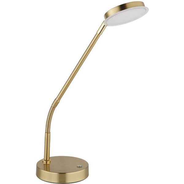 GLOBO LIGHTING Schreibtischlampe, LED-Leuchtmittel fest verbaut, Farbwechsel, Neutralweiß, Warmweiß, Tischleuchte messingfarben matt mit LED Touchdimmer H 53 cm