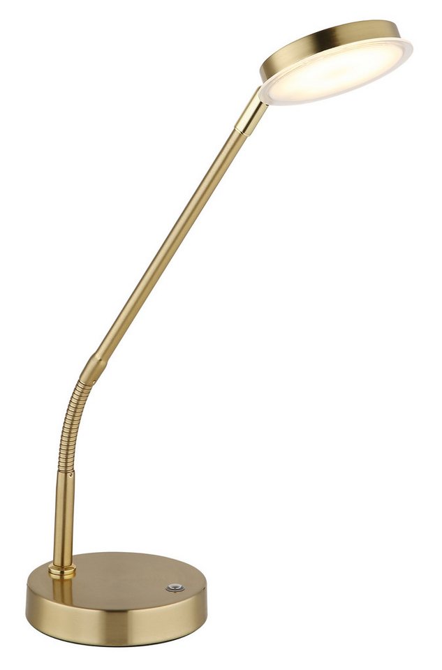 GLOBO LIGHTING Schreibtischlampe, LED-Leuchtmittel fest verbaut, Farbwechsel, Neutralweiß, Warmweiß, Tischleuchte messingfarben matt mit LED Touchdimmer H 53 cm – Bild 2 von 5