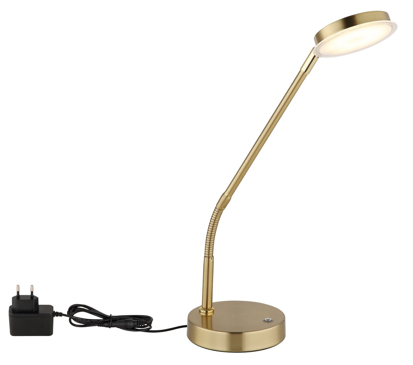 GLOBO LIGHTING Schreibtischlampe, LED-Leuchtmittel fest verbaut, Farbwechsel, Neutralweiß, Warmweiß, Tischleuchte messingfarben matt mit LED Touchdimmer H 53 cm – Bild 5 von 5