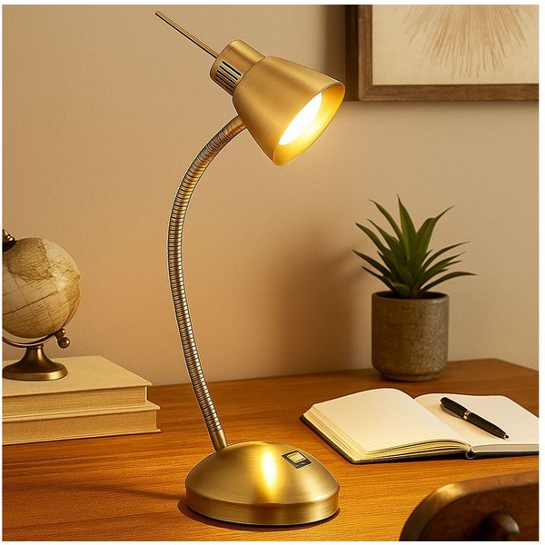 GLOBO LIGHTING Schreibtischlampe, Leuchtmittel inklusive, Warmweiß, Tischleuchte Beistelllampe Bürolampe LED Nachttischlampe flexibel 44cm