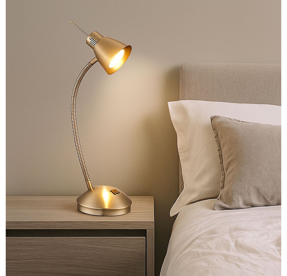 GLOBO LIGHTING Schreibtischlampe, Leuchtmittel inklusive, Warmweiß, Tischleuchte Beistelllampe Bürolampe LED Nachttischlampe flexibel 44cm – Bild 3 von 5