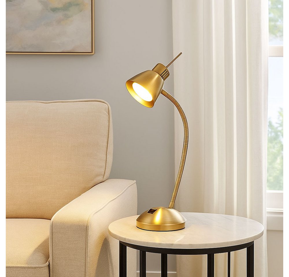 GLOBO LIGHTING Schreibtischlampe, Leuchtmittel inklusive, Warmweiß, Tischleuchte Beistelllampe Bürolampe LED Nachttischlampe flexibel 44cm – Bild 4 von 5