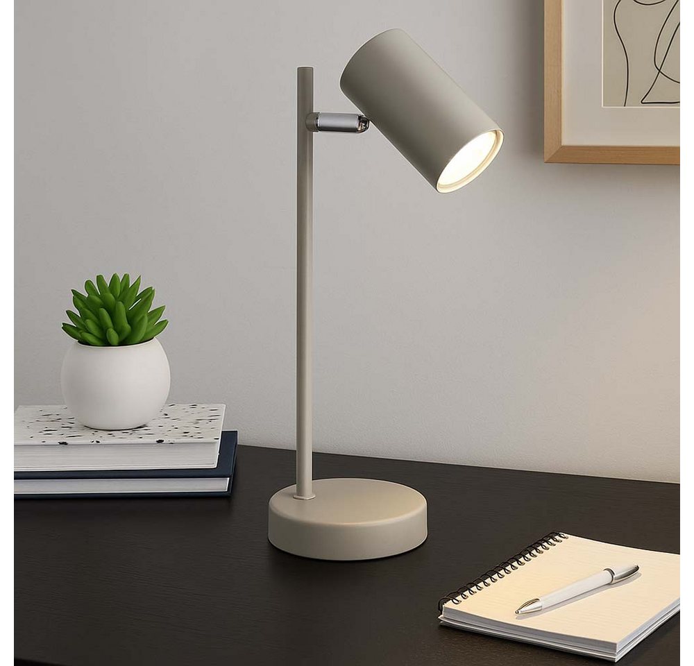 GLOBO LIGHTING Schreibtischlampe, Leuchtmittel nicht inklusive, Tischleuchte Beistelllampe Schalter Leselampe Metall sandfarben – Bild 3 von 5