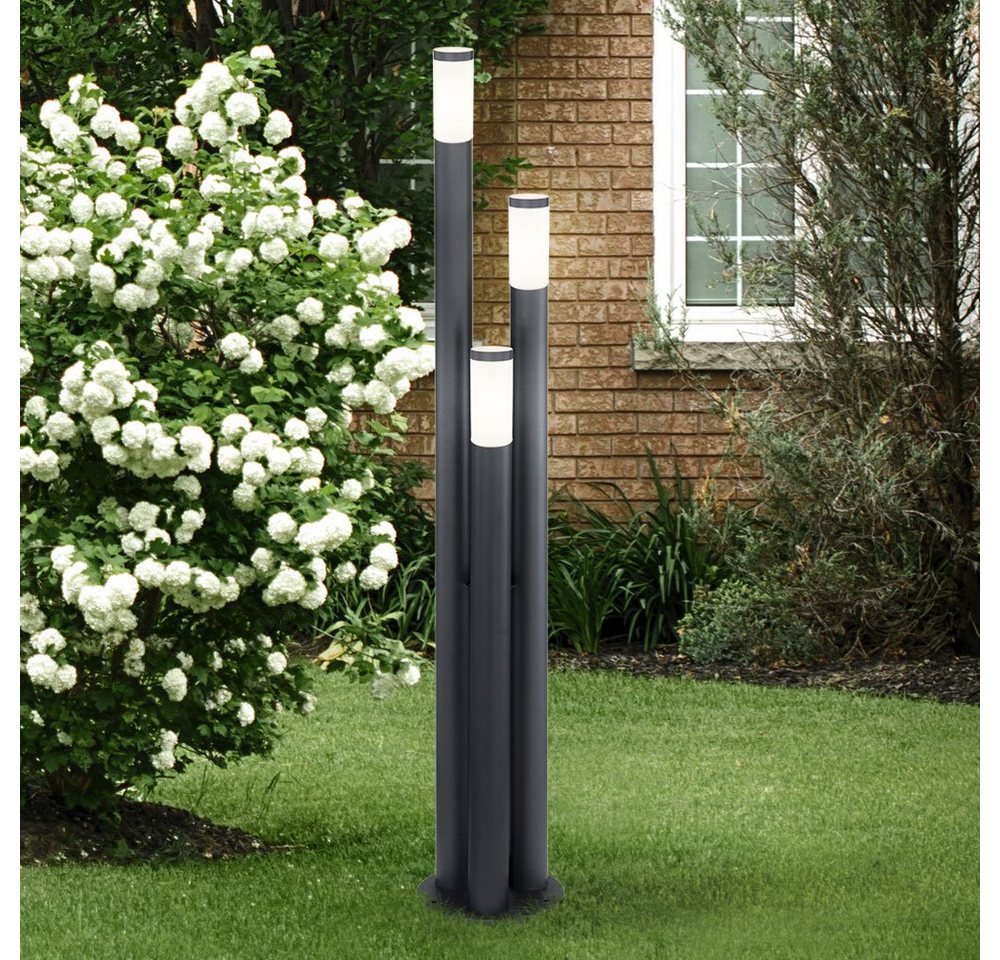 GLOBO LIGHTING Sockelleuchten, Leuchtmittel nicht inklusive, Außen Steh Leuchte Edelstahl anthrazit Garten Stand Lampe – Bild 3 von 5
