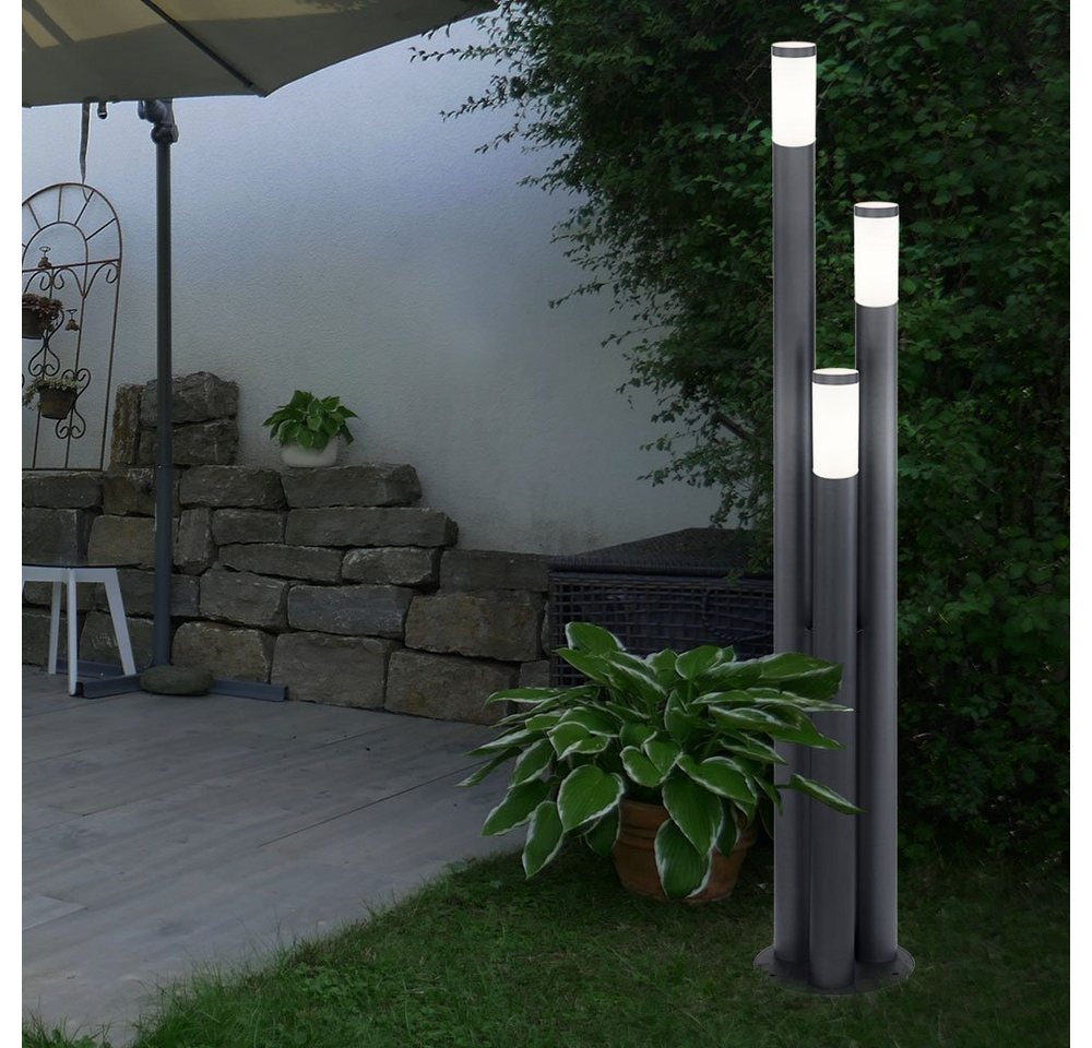 GLOBO LIGHTING Sockelleuchten, Leuchtmittel nicht inklusive, Außen Steh Leuchte Edelstahl anthrazit Garten Stand Lampe – Bild 4 von 5