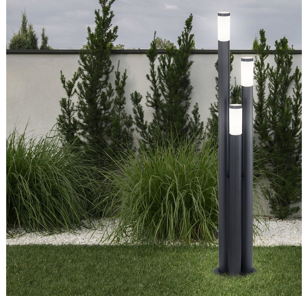 GLOBO LIGHTING Sockelleuchten, Leuchtmittel nicht inklusive, Außen Steh Leuchte Edelstahl anthrazit Garten Stand Lampe – Bild 5 von 5