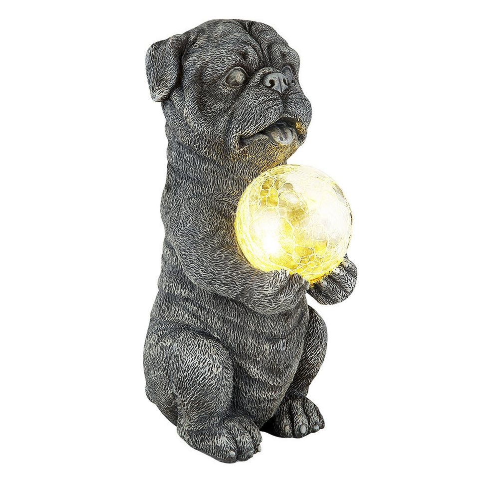 GLOBO LIGHTING Sockelleuchten, LED-Leuchtmittel fest verbaut, Warmweiß, Solarleuchte Außenlampe Hund grau Gartendeko Terrassenleuchte klar – Bild 2 von 5