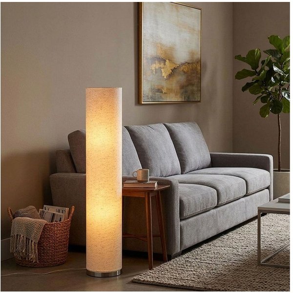 GLOBO LIGHTING Stehlampe, Leuchtmittel nicht inklusive, Stehlampe Stehleuchte Beistelllampe Stoff sandfarben 3 flammig H 110cm