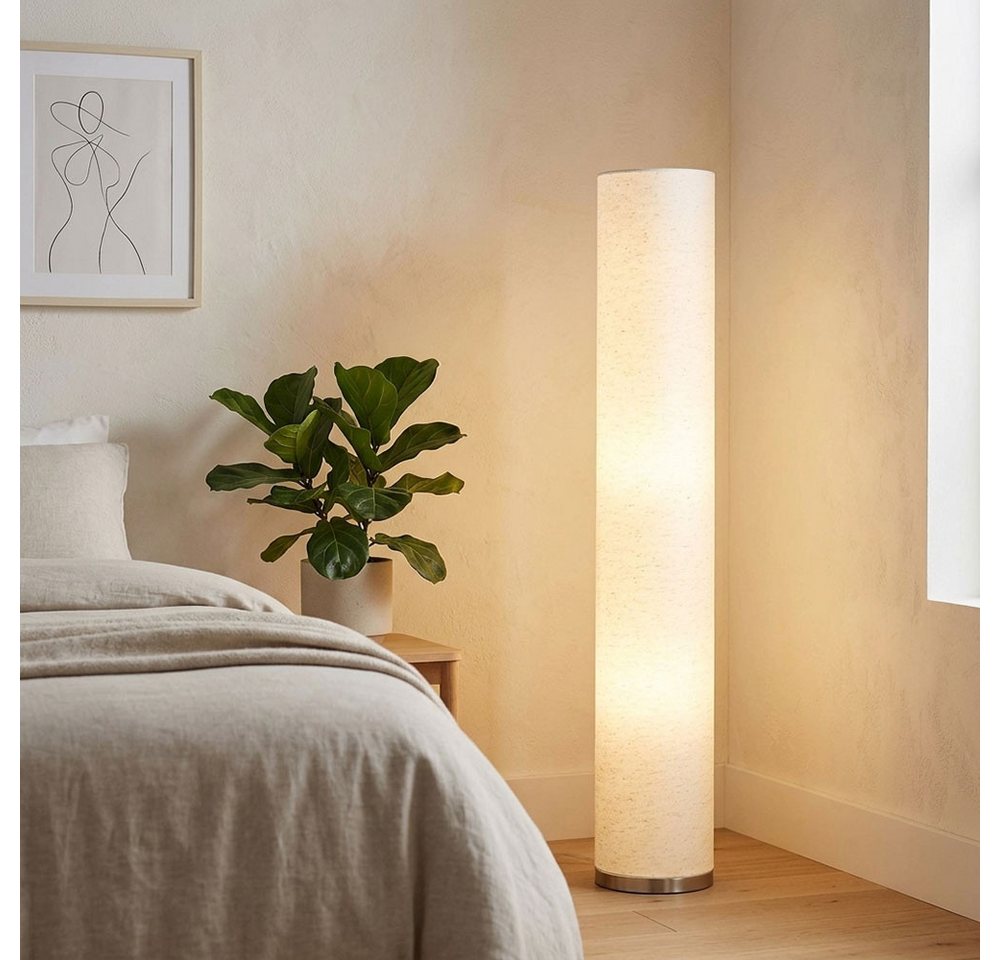 GLOBO LIGHTING Stehlampe, Leuchtmittel nicht inklusive, Stehlampe Stehleuchte Beistelllampe Stoff sandfarben 3 flammig H 110cm – Bild 4 von 5