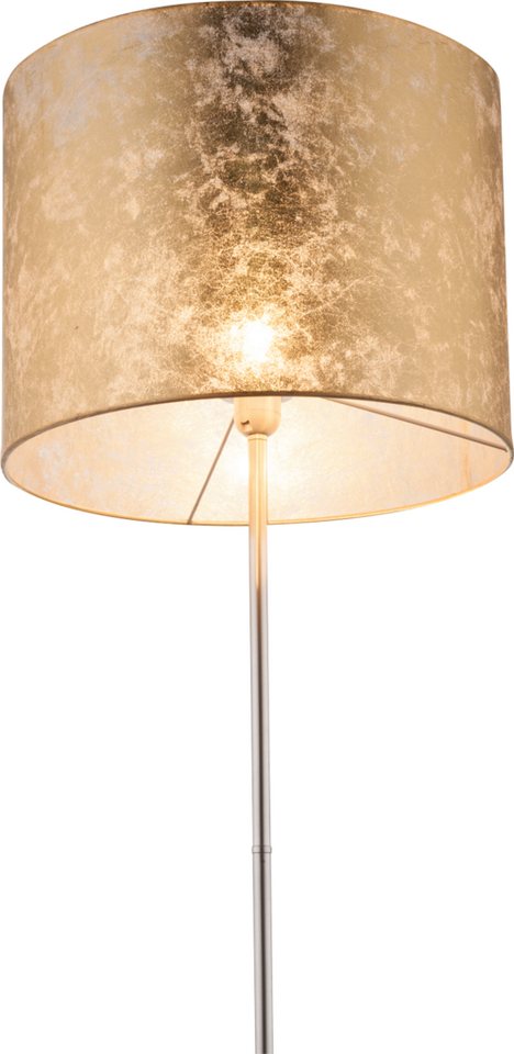 GLOBO LIGHTING Stehlampe AMY, ohne Leuchtmittel, Stehleuchte Nickel matt, Textil gold, Fußschalter, E27 – Bild 4 von 5
