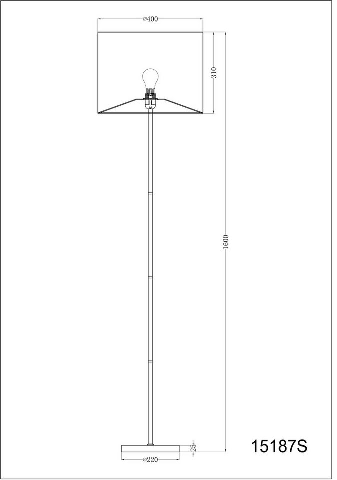 GLOBO LIGHTING Stehlampe AMY, ohne Leuchtmittel, Stehleuchte Nickel matt, Textil gold, Fußschalter, E27 – Bild 5 von 5