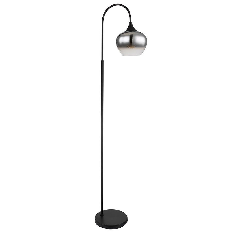 GLOBO LIGHTING Stehlampe, Leuchtmittel nicht inklusive, Stehleuchte Standlampe Rauchglas Metall schwarz E27 Retro Wohnzimmer – Bild 2 von 5