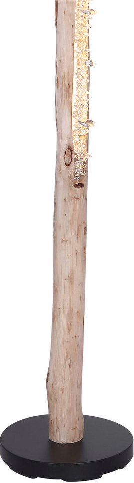 GLOBO LIGHTING Stehlampe FELICITAS, LED fest integriert, Warmweiß, Stehleuchte Schwarz/Holz, Acryl kristall, dimmbar, LED 20W – Bild 4 von 5