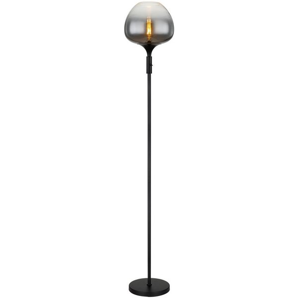GLOBO LIGHTING Stehlampe MAXY, ohne Leuchtmittel, Stehleuchte schwarz matt, Rauchglas, Textilkabel, E27