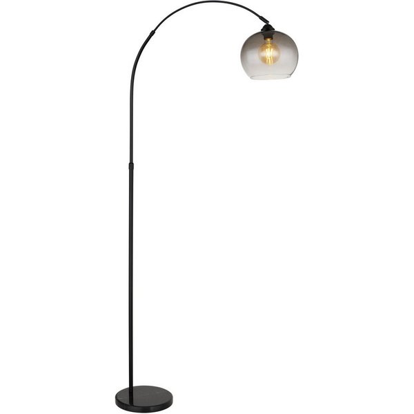 GLOBO LIGHTING Stehlampe NEWCASTLE, ohne Leuchtmittel, Stehleuchte Schwarz/Marmor, Rauchglas, höhenverstellbar, E27