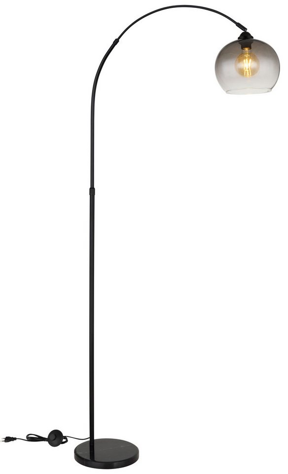 GLOBO LIGHTING Stehlampe NEWCASTLE, ohne Leuchtmittel, Stehleuchte Schwarz/Marmor, Rauchglas, höhenverstellbar, E27 – Bild 4 von 5