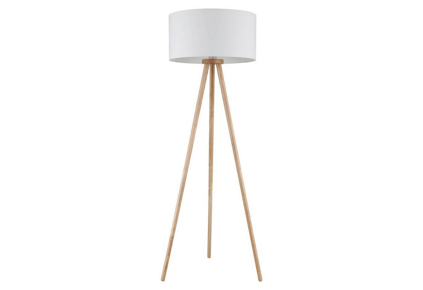 GLOBO LIGHTING Stehlampe STABILO, Braun, Weiß, Eschenholz, Stoffschirm, ohne Leuchtmittel, Ø 50 x H 148 cm – Bild 4 von 4
